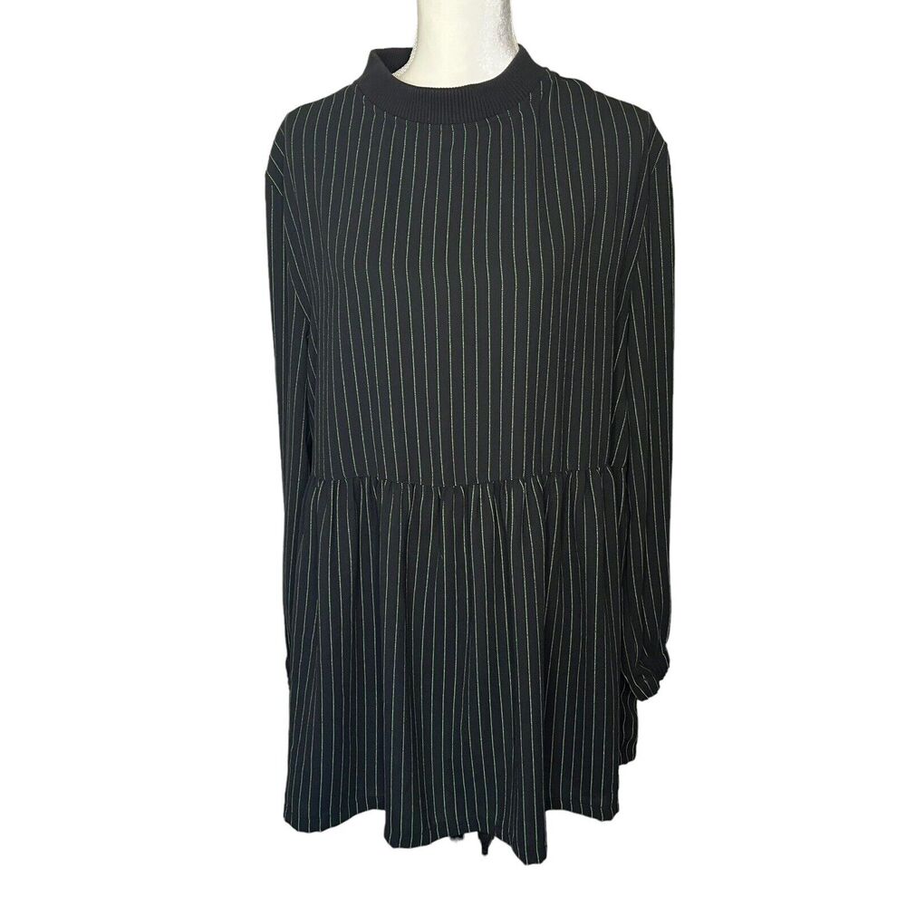 ASOS Collusion Pinstripe long sleeve black and green dress size 6
